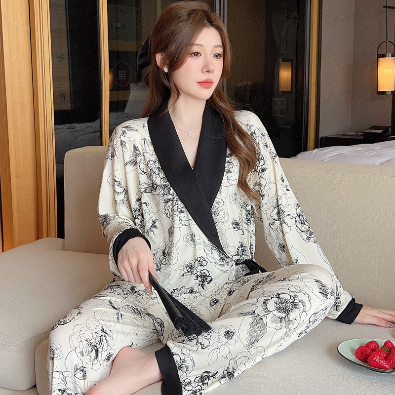 和服月子服莫代尔孕妇睡衣女夏薄款哺乳套装可调节春秋季网红爆款