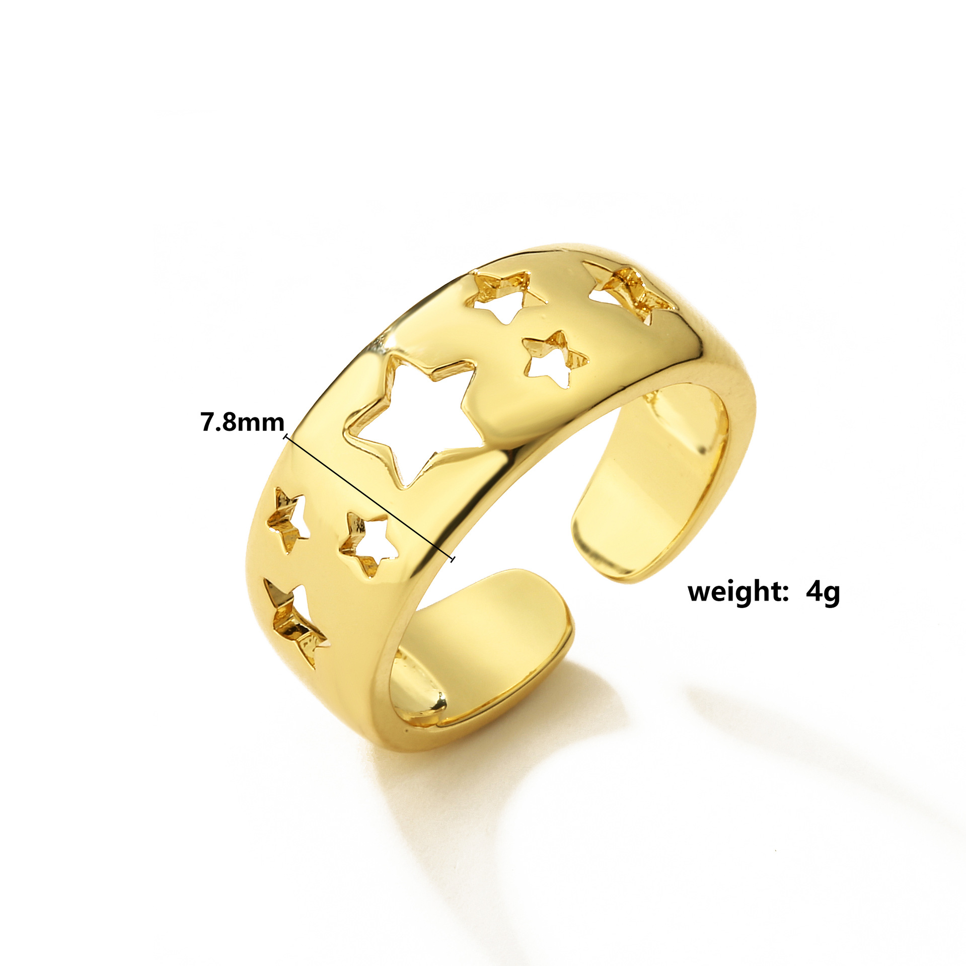 Copper Material Simple Style Star Leaves Heart Shape Copper Inlay Zircon Open Ring