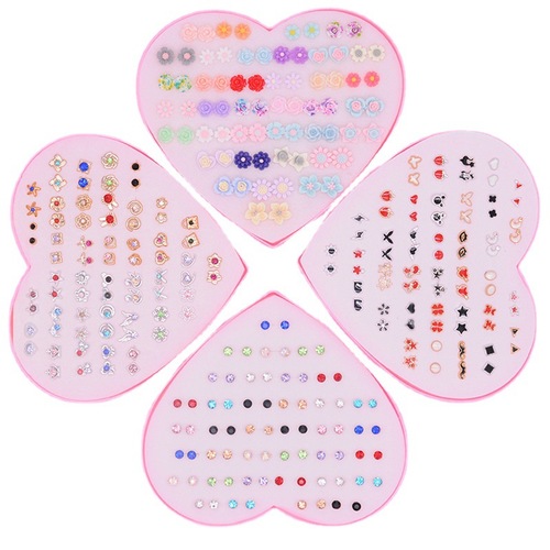 Temperament love earrings earrings women's earrings set jewelry stall supply wholesale plastic resin