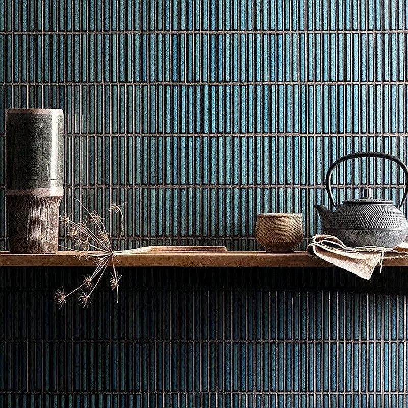 Nordic slender striped mosaic tile hotel background wall toilet…