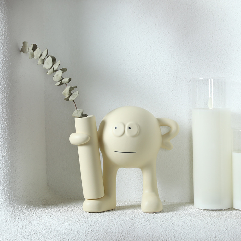 Estilo creativo crema de cerámica ornamentos de vasijas ins vestíbulo sala de estar gabinete de televisión decoración de escritorio adorable vasos florales