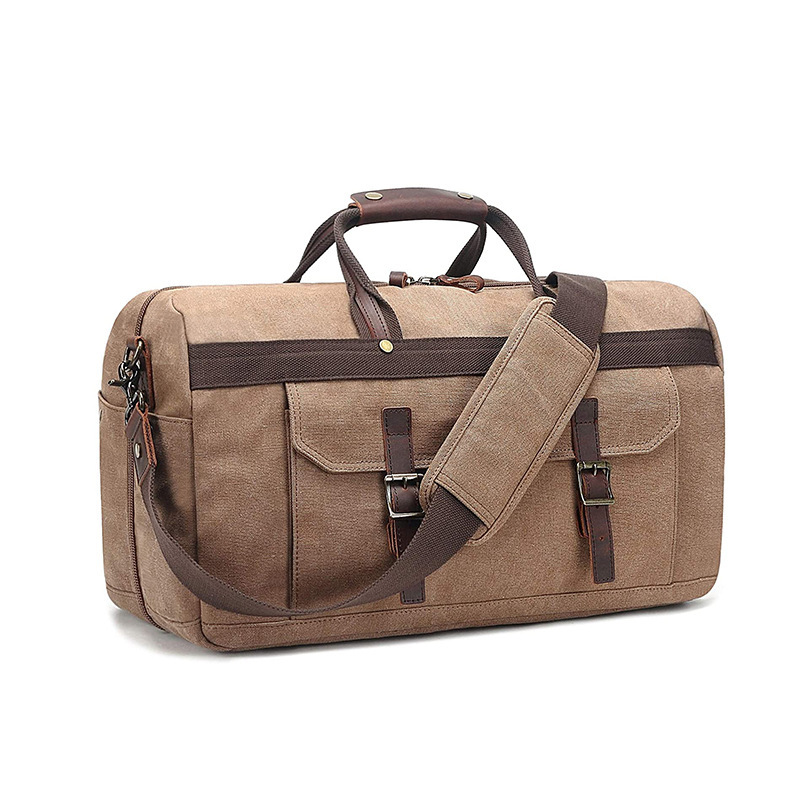 Vintage Fashion Men's Waterproof Canvas Storage Bag Overnight Weekend Bag Business Travel Portable Shoulder Bag