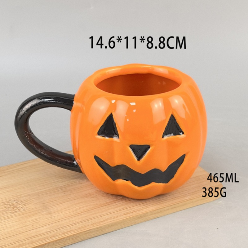 Estricta Selección de Linda calabaza taza ins estilo fantasma Festival Zombie taza naranja taza de café taza personalizada traje de cerámica
