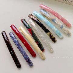韓国版ゴールドラベルかわいい小さなバゲットスプリングクリップフレンチアセテートテクスチャソリッドカラーサイドバングクリップヘアアクセサリー