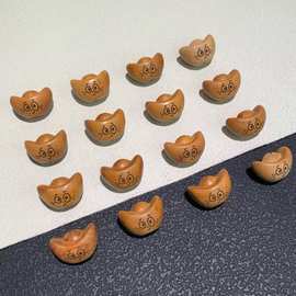 桃木表情包元宝配件手串项链隔珠配珠手工DIY文玩小提溜吊坠配饰