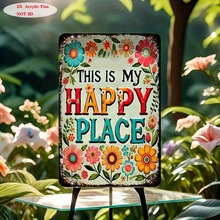 JIT代发，2D平面木质欢迎牌，简约花卉园艺装饰