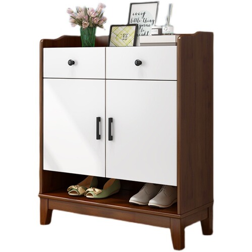 Nordic solid wood shoe cabinet modern minimalist living room large capacity storage cabinet household small apartment hall cabinet multi-layer storage