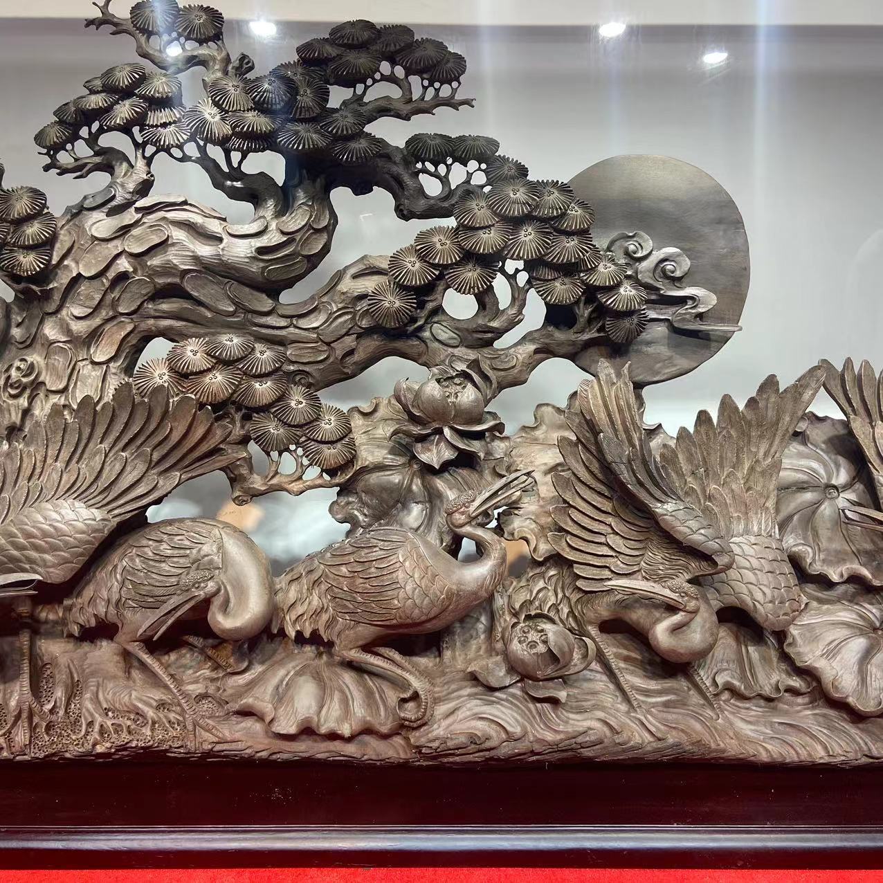阴沉木乌木《松鹤延年-五鹤》实木工艺品雕刻商务摆件礼品家装饰-阿里巴巴