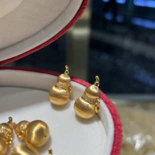 18K Gold Au750 Colored Gold Brushed Large Gourd Pendant Fulu Ancient Method Pendant Water Shell Gold Wholesale