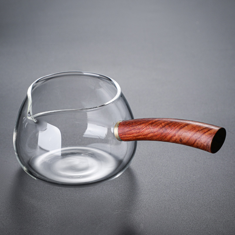 Asa lateral de vidrio taza justa traje de fuga de té juego de té de Kung Fu separación de té de vidrio de borosilicato patrón de malla de martillo Té Mar