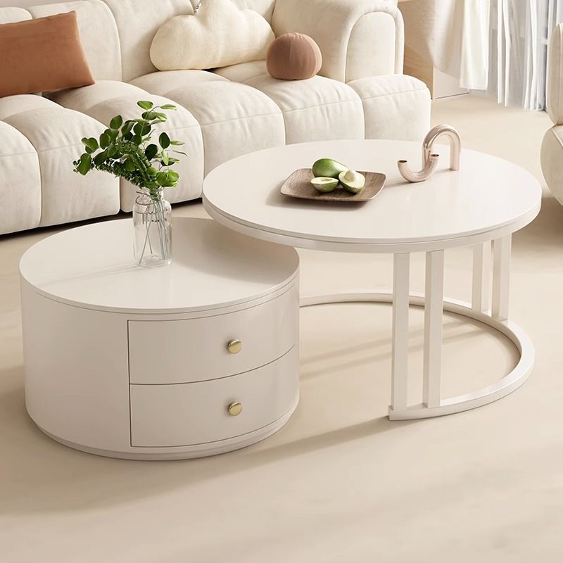 Tabla de té de roca de viento de crema, sala de estar pequeña, mesa de té de estilo explosivo, mesa de té redonda moderna y lujosa, combinación de mesa de té