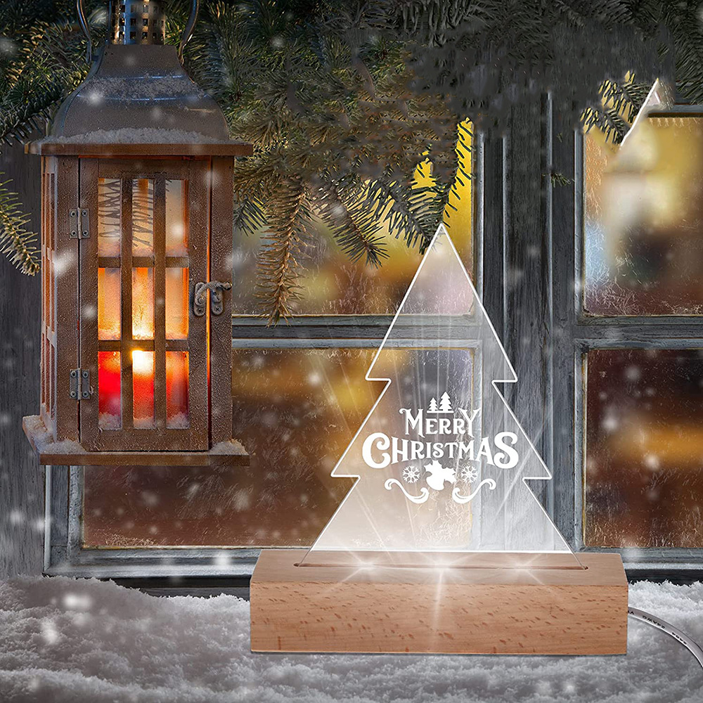 亚克力LED小夜灯面板桌面创意DIY夜灯牌节日手工小礼物2mm透明牌