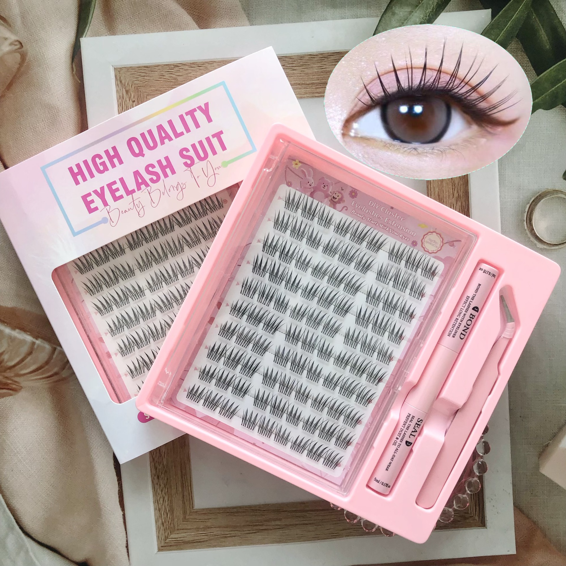 Conjuntos de pestañas falsas transfronterizas de gran capacidad sin terrier, pestañas falsas de grupo de mujeres con todo tipo de maquillaje para la foto.