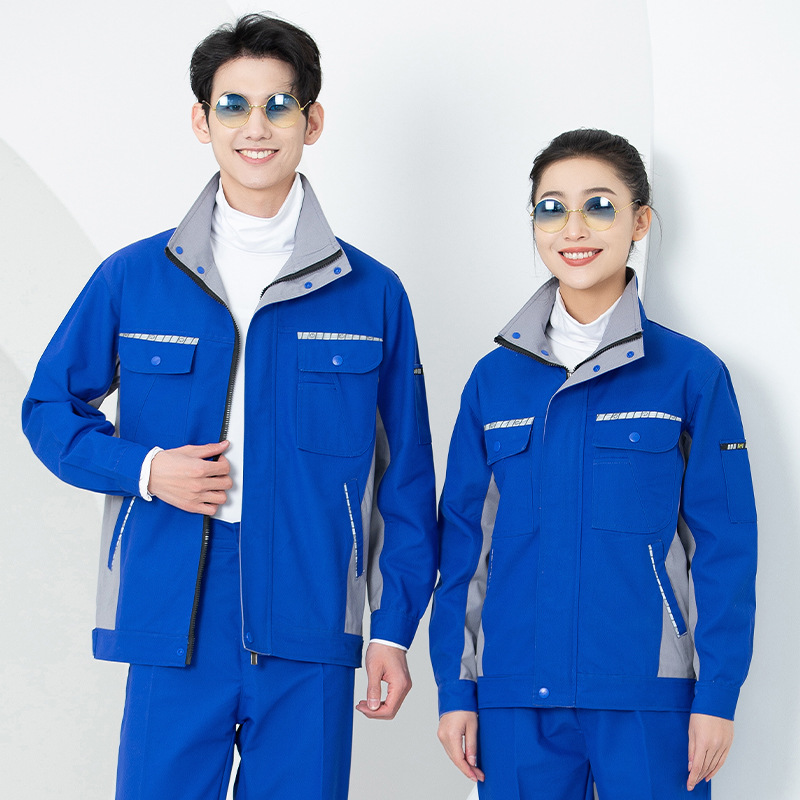 Primavera y otoño conjunto de ropa de trabajo masculina desgaste oficina de reparación de automóviles sitio de construcción de instalación de agua y electricidad trabajadores de seguro laboral personalizados / fabricados