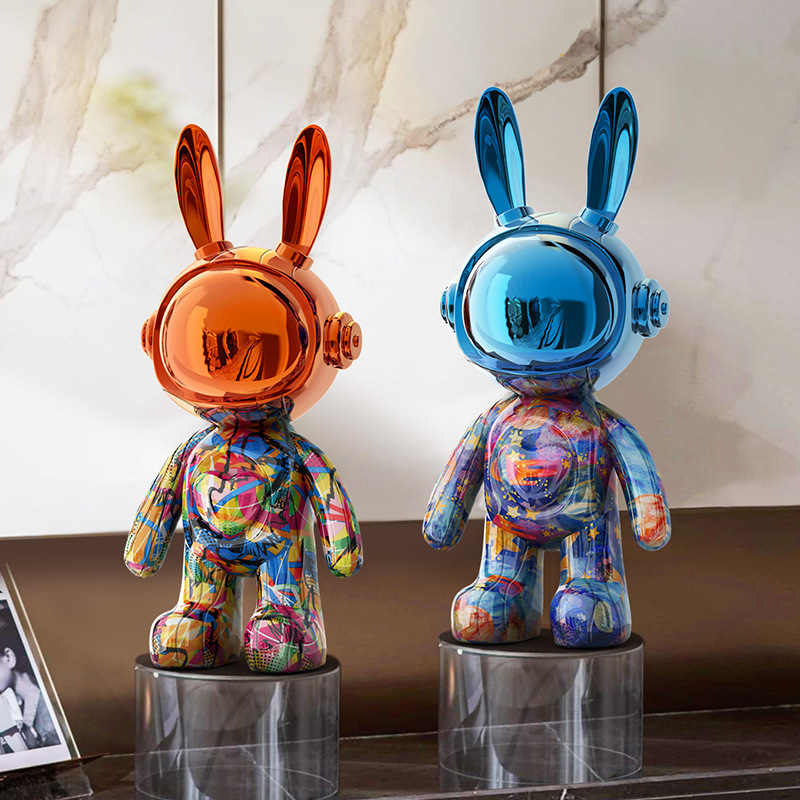 ライト高級装飾品、手作りウサギの装飾品、暴力的なクマ、リビングルームのワインキャビネット、赤ワインラック、バーホテルの装飾|undefined
