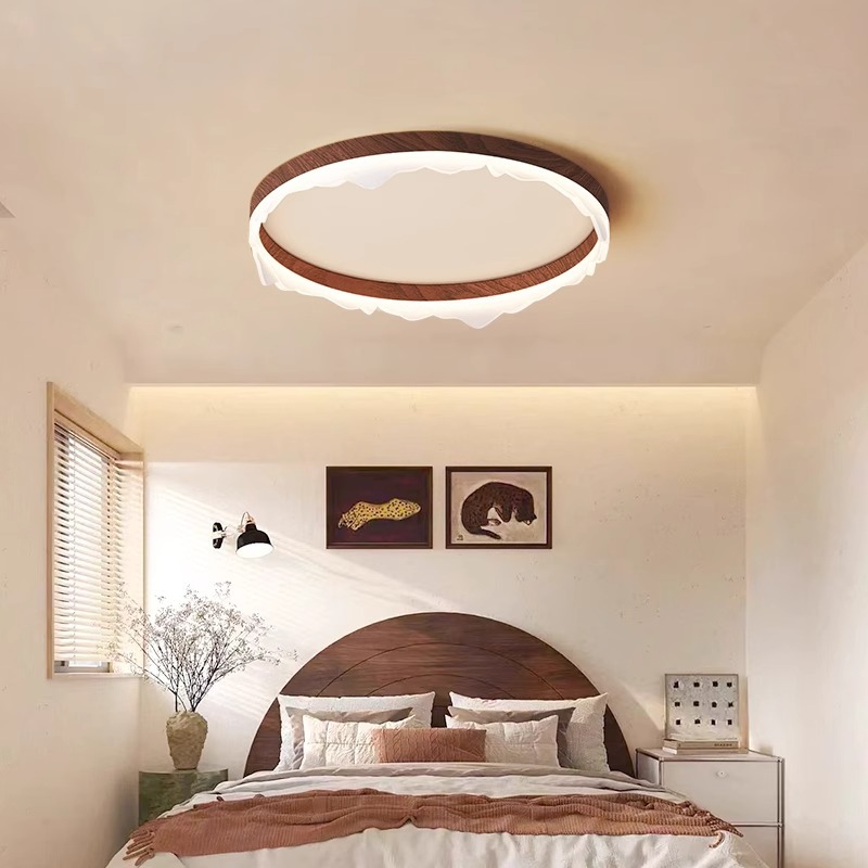 lámpara de dormitorio lámpara de techo moderna simple protector de ojos color nuez retro creativo iceberg estudio lámpara de habitación principal