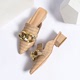 Fashion low-heeled Baotou slippers Women's summer new pointy metal chain wear temperament sandals
