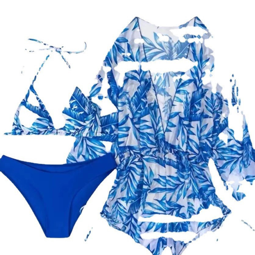 2023 comercio exterior amazon trajes de baño transfronterizos tres piezas de hilo de malla impresión de cintura bikini miscelánea al por mayor