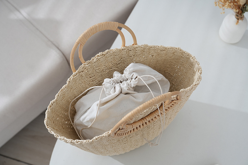 100g Weight String Closure Type Ring Handle Strap Type Straw Bag Bags Type Casual Occasion Paper Material Solid Color Pattern Spring&Summer Season Women's Gender Vacation Style Shell Shape Women's Paper Solid Color Vacation Shell String Straw Bag 4
