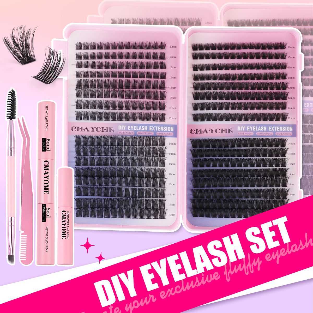 Cross border new 448 clusters mixed thick D curved single cluster false eyelashes set 10 16mm DIY segmented eyelashes_voghion.com