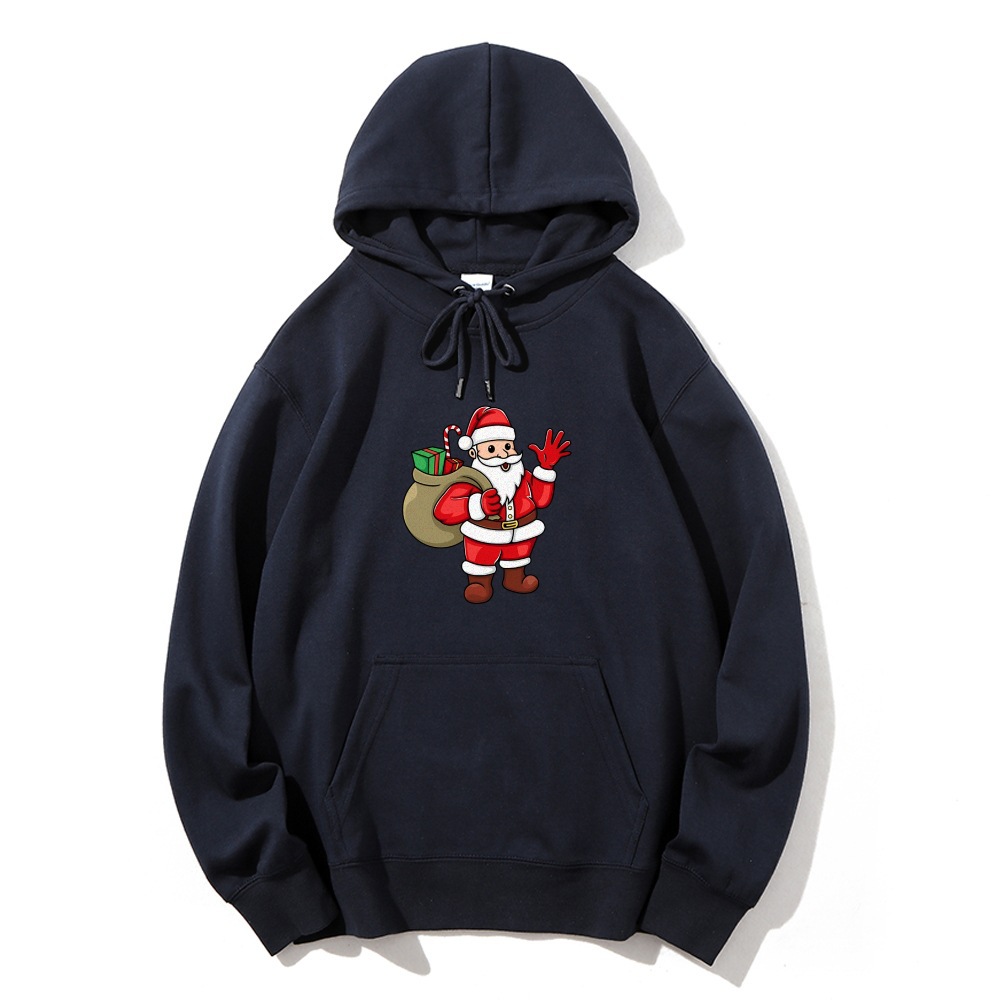 Jolly Claus Cartoon Print Unisex Women's Hoodie