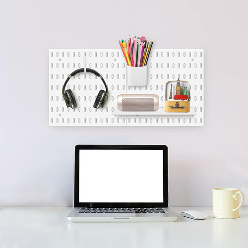 Kitchen Living Room Dorm Gadget White Wall-Mounted No-Drill Thick Hanging Shelf Wall Mountable Combinable Hole Board