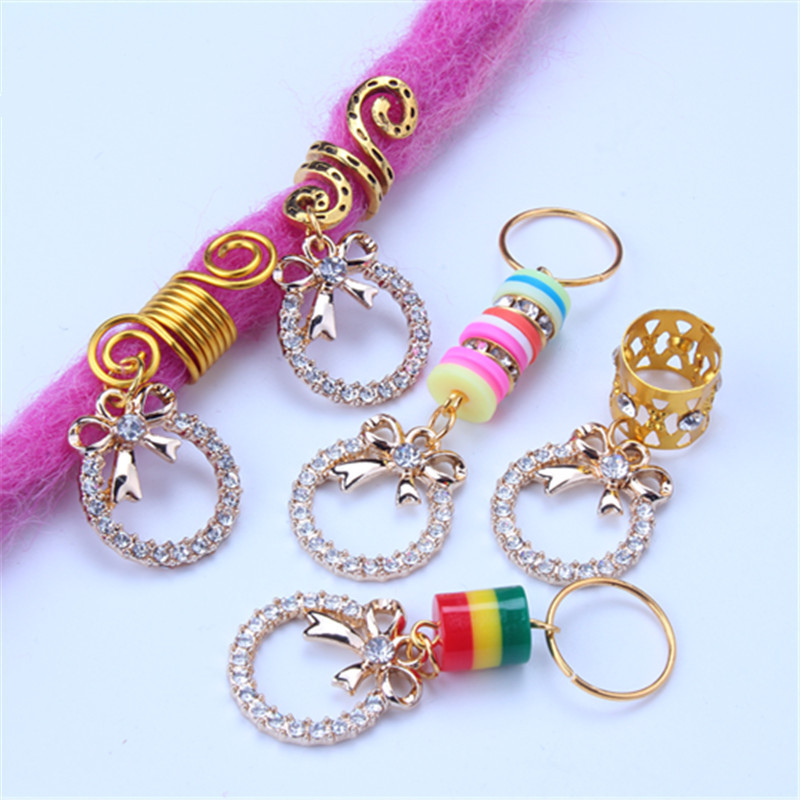 Perruque, accessoires pour dreadlocks, anneaux, pinces, ornements creux en alliage incrustés de diamants, pinces à cheveux, ressorts_voghion.com