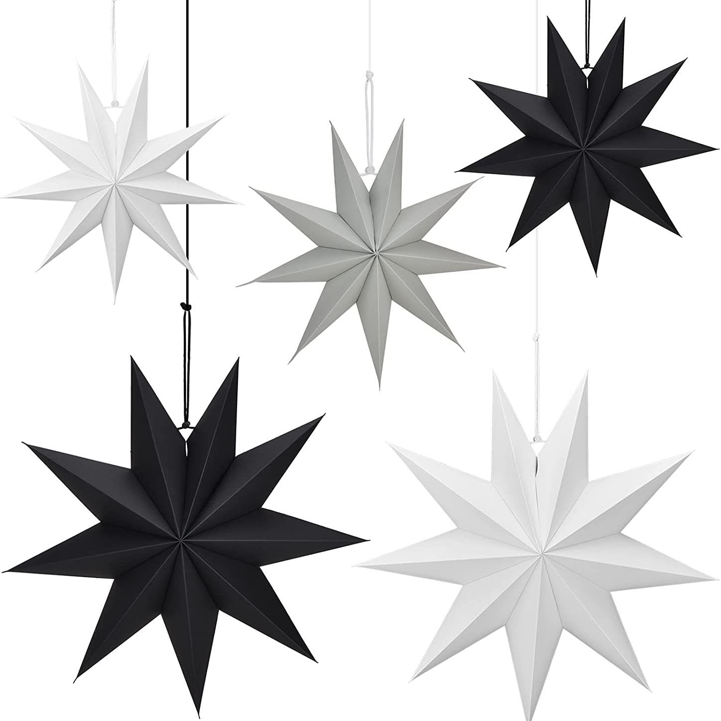 Nine-point Star Hanging Ornament Christmas Party Decoration Wedding Birthday Mall Festival Scene Decoration Star Paper Folding Hanging Ornament
