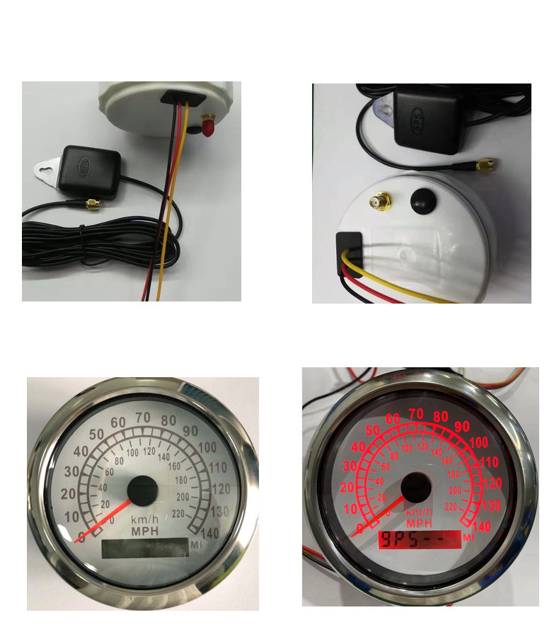 Dual-unit gps meter for vehicles and boats: 0-220km unit and 0-140 miles unit speed meter