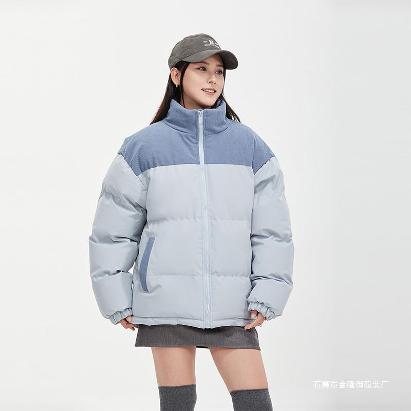 국경 간 겨울 레저 스포츠면 패딩 재킷 남성용 스탠드 칼라 따뜻한 색상과 일치하는 코듀로이 면화 패딩 재킷 여성 커플 청소년 면화