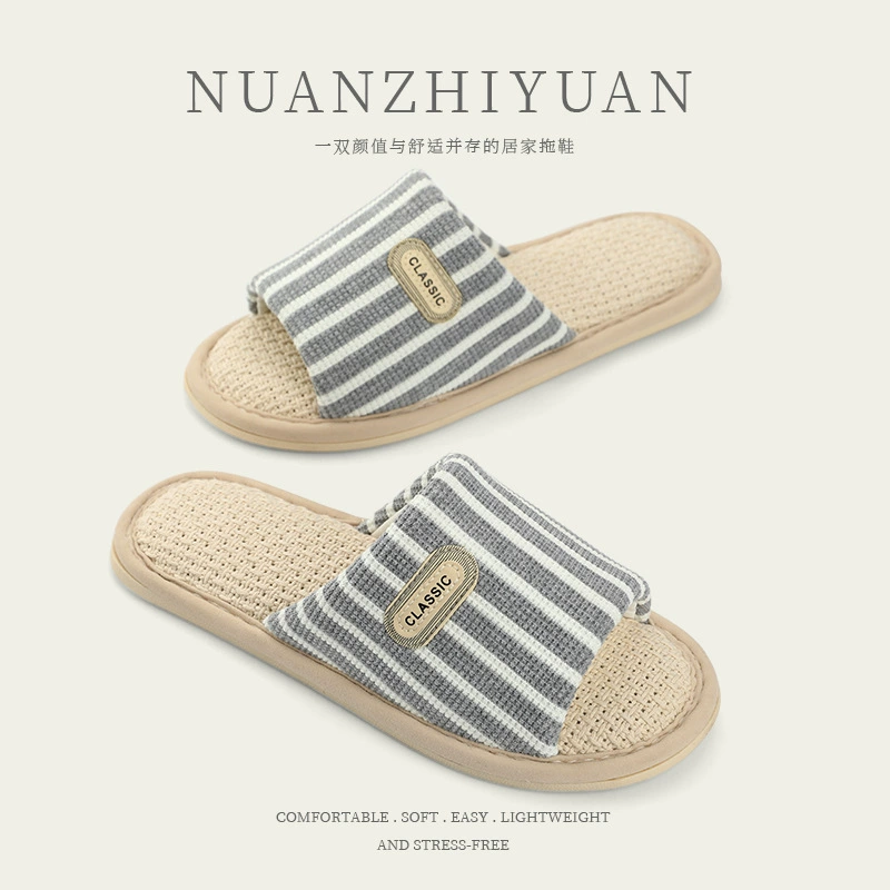 Nanbowan Four Seasons напольные тапочки из хлопка и льна для мужчин и женщин, бесшумные домашние дышащие непыльные домашние тапочки для пары, домашние тапочки из конопли