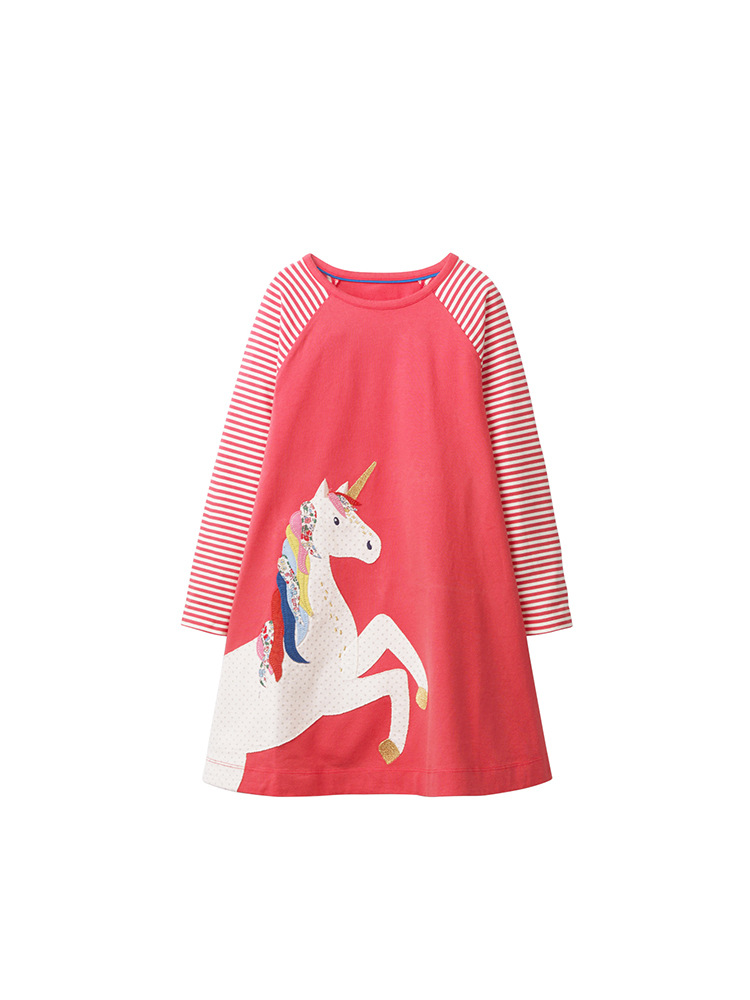 Otoño y invierno vestido de niña nuevo estilo europeo y americano ropa infantil estilo extranjero niña de cuello redondo manga larga vestido de princesa lindo ropa infantil