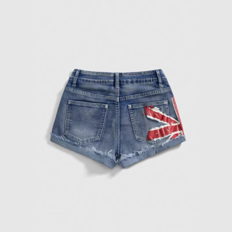 European and American Style Foreign Trade Flag Print Denim Shorts, Personalized Street Fashion Three-Quarter Pants, Hip-Hop Sports Sexy Hot Pants European and American Style Foreign Trade Flag Print Denim Shorts, Personalized Street Fashion Three-Quarter Pants, Hip-Hop Sports Sexy Hot Pants