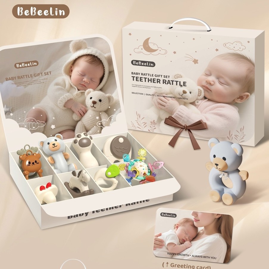 Comercio exterior infantil tranquilizar juguetes campana bola hamanton campana mordida hervida caja de regalo de goma de dente juguetes de educación temprana para bebés