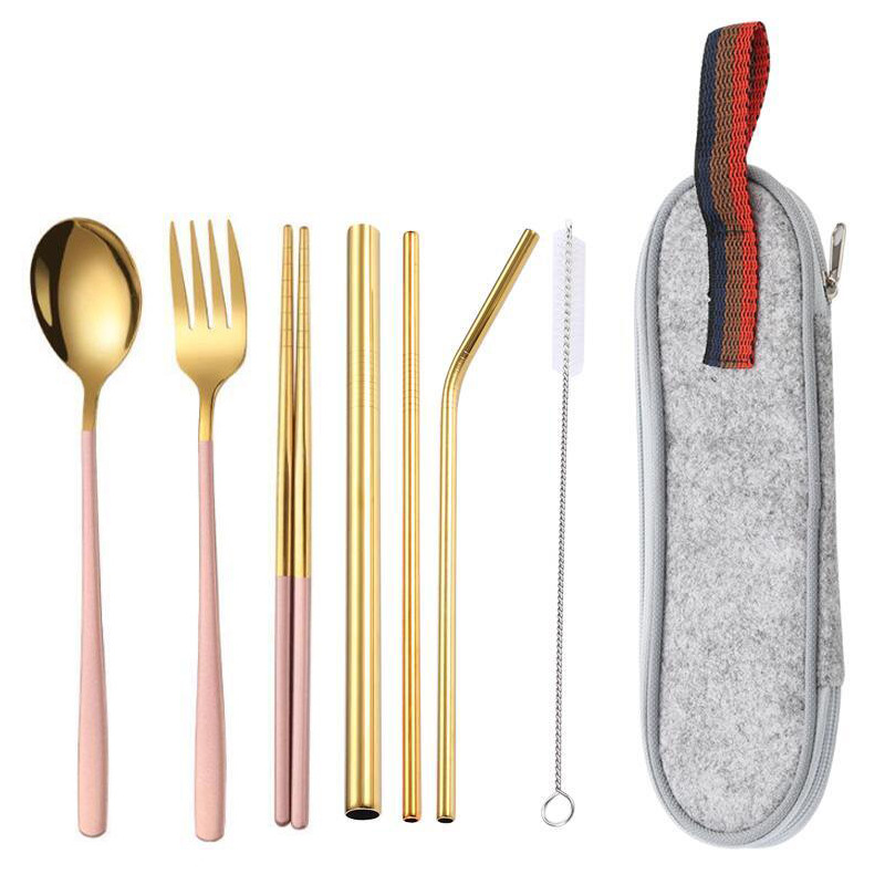 골드 핑크 7 종 세트/라이트 그레이 가방