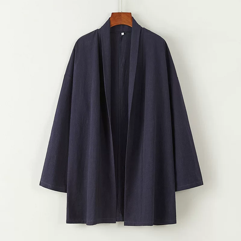 Кардиган, рубашка, осеннее тренч, мужская куртка, китайский стиль, oversize, лен-хлопок
