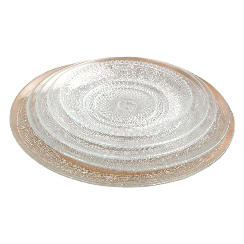 Placa de fruta seca de perla Placa de fruta transparente plato de té redondo de vidrio blanco plato de aperitivo plato de ensalada plato de aperitivo