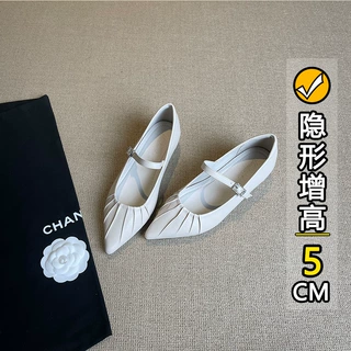 现货内增高小跟单鞋女春季新款法式尖头浅口玛丽珍配裙子晚晚鞋