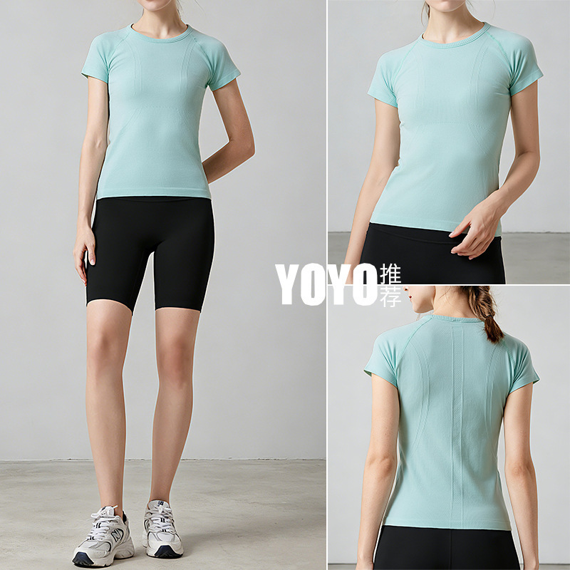 Yoga Clothing Tights 2025 New Large Size Sports Fitness Yoga Short-Sleeved Tops Quick-Drying Breathable Running Clothes Yoga Clothing Tights 2025 New Large Size Sports Fitness Yoga Short-Sleeved Tops Quick-Drying Breathable Running Clothes
