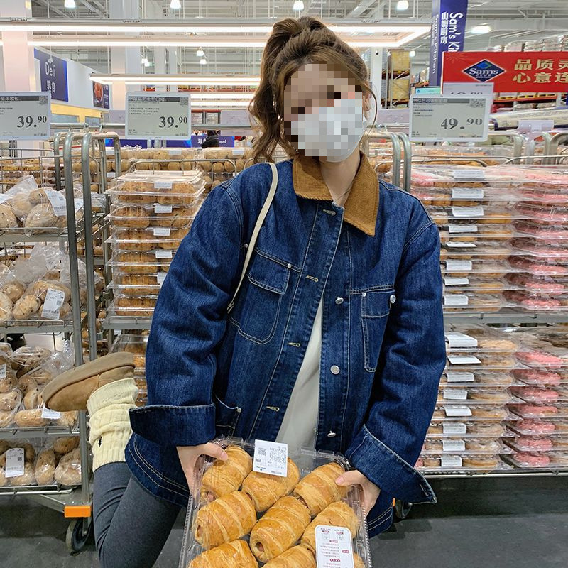 设计感牛仔保暖羽绒服女款冬季 2025 新款港风复古气质加厚外套女