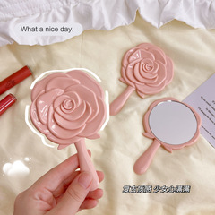 Handle Mirror Handheld Portable Makeup Mirror for Girls with Flowers, Nordic Student Dorm Room Cute Vanity Princess Mirror