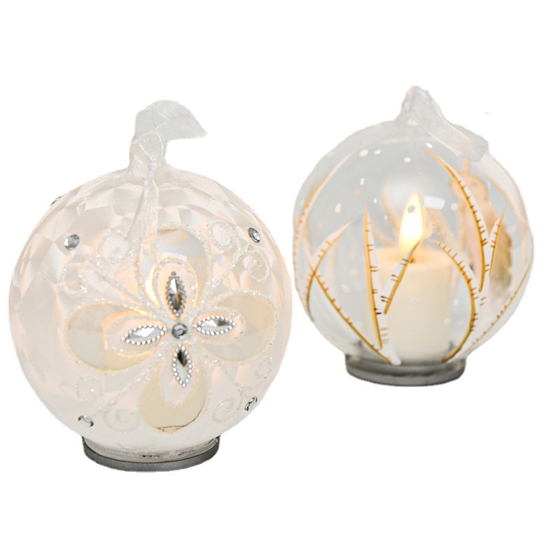Creativo de la Navidad de cristal esférico vela luz LED luminosa de escritorio decoración de Navidad decoración luz de la noche