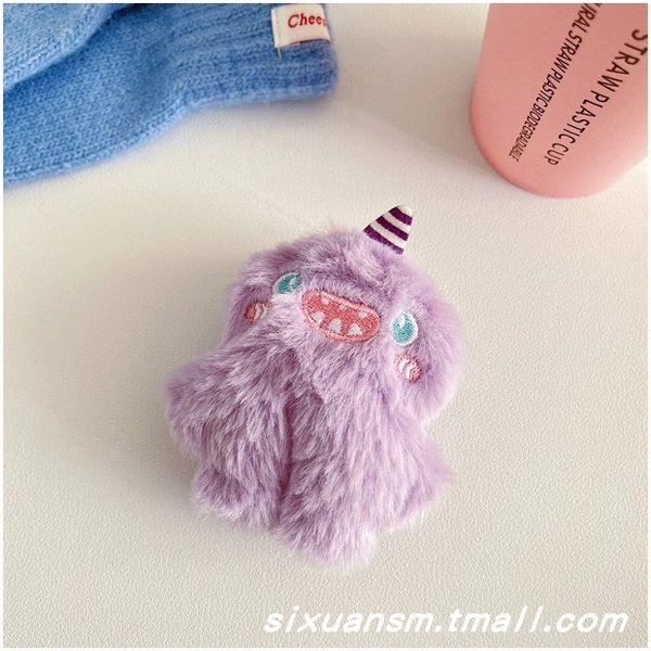 Plush monster, purple tubing