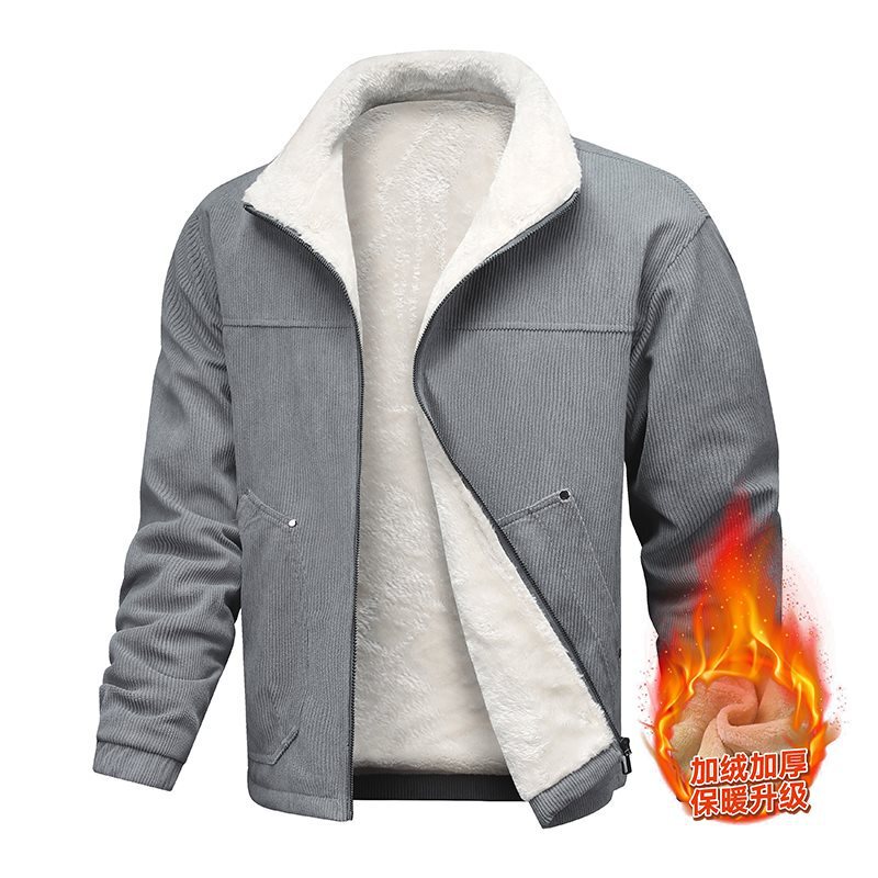 Fleece-Lined Jacket for Men 2025 New Style Lamb Wool Corduroy Thickened Large Size Cotton Coat Cross-Border Cotton Clothing