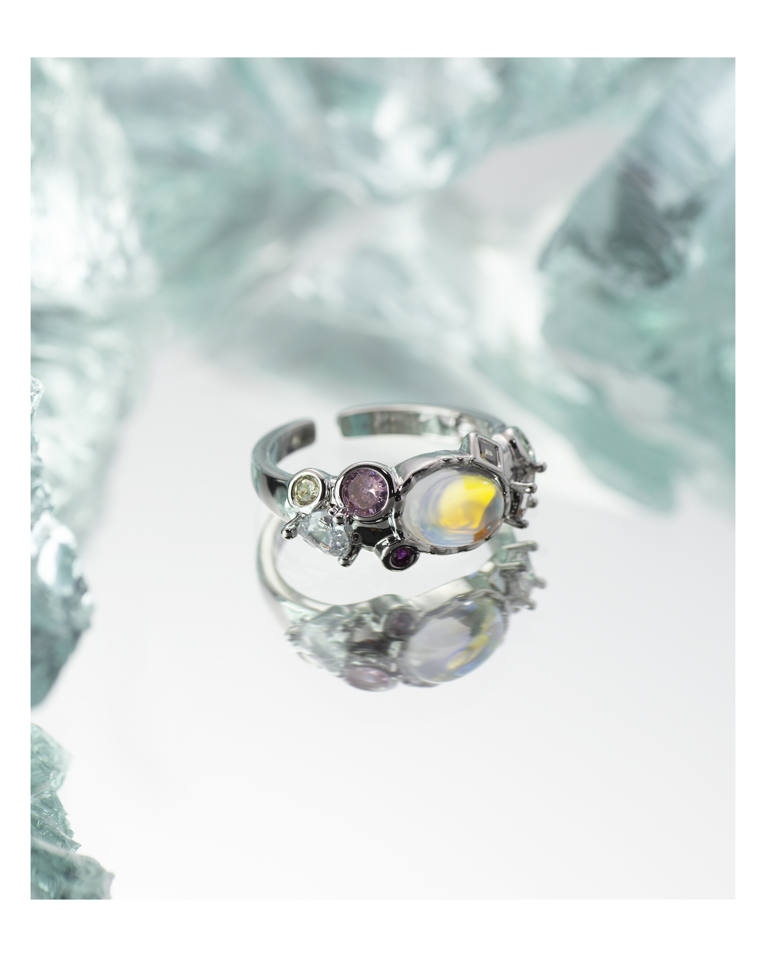 Fashion Geometric Copper Plating Zircon Rings 1 Piece