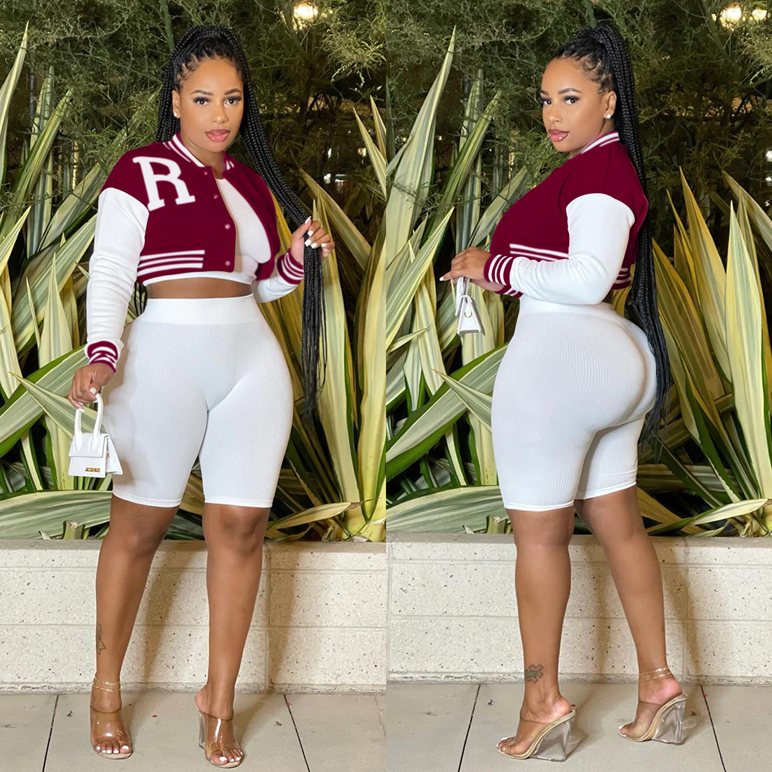 X6001 transfronterizo AliExpress Amazon europeo y americano moda mujer manga larga ombligo abrigo forro pantalones traje de tres piezas