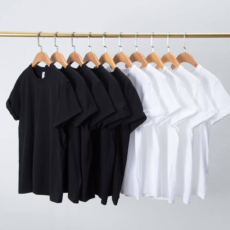 TikTok Explosions 230g Heavy Cotton Short-sleeved Base Shirt T-shirt Men's and Women's Fashion Brand Loose Basic All-match T-shirt