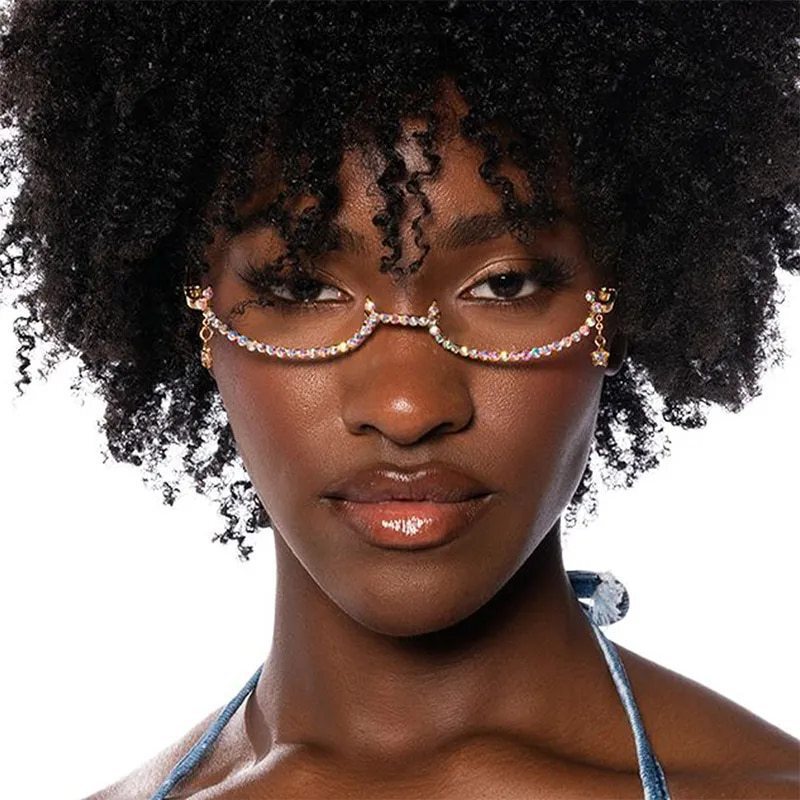Amazon Cross-border Hot Color Diamond Glasses Frame Five-pointed Star Pendant Rhinestone Shines Street Photography Party Photo Accessories Women Amazon Cross-border Hot Color Diamond Glasses Frame Five-pointed Star Pendant Rhinestone Shines Street Photography Party Photo Accessories Women
