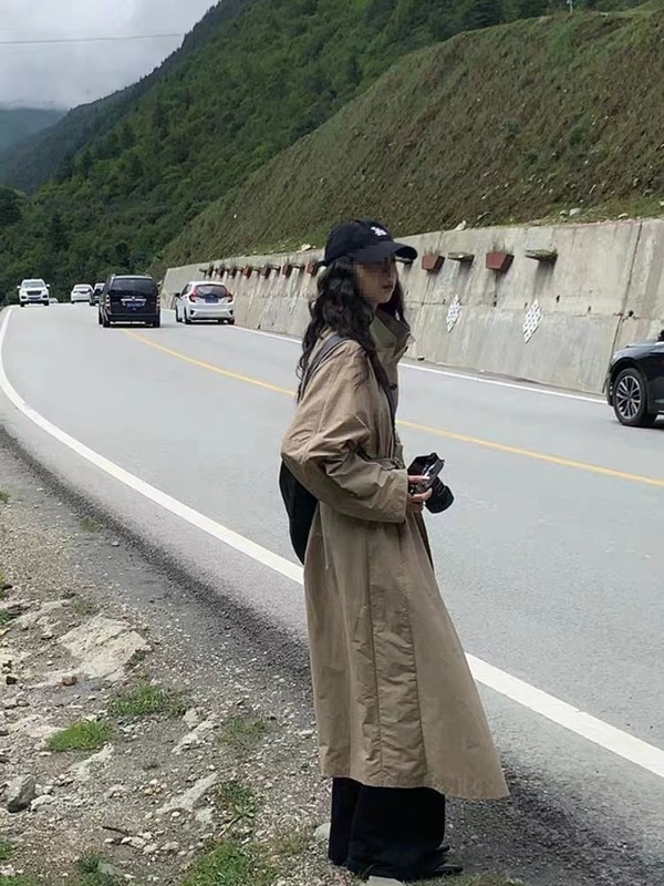 2025长款卡其色立领风衣外套女新款今年流行气质韩版大衣森系笙陇|undefined
