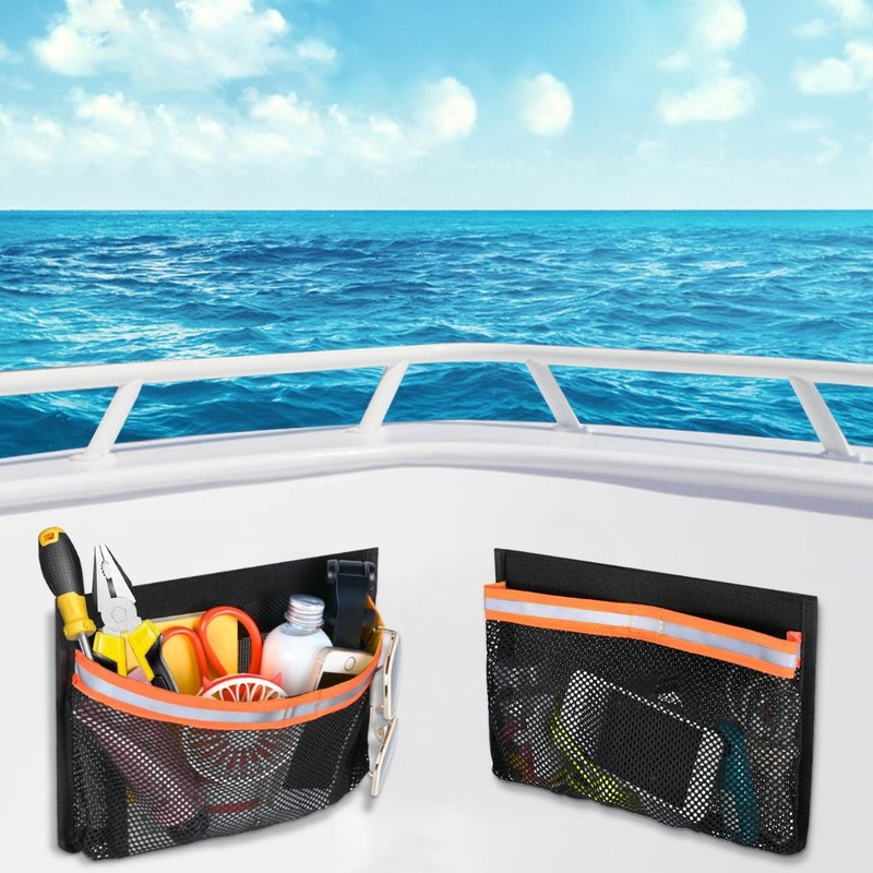 亚马逊boat storage organizer船舱收纳网袋长方形可固定杂物收纳|undefined